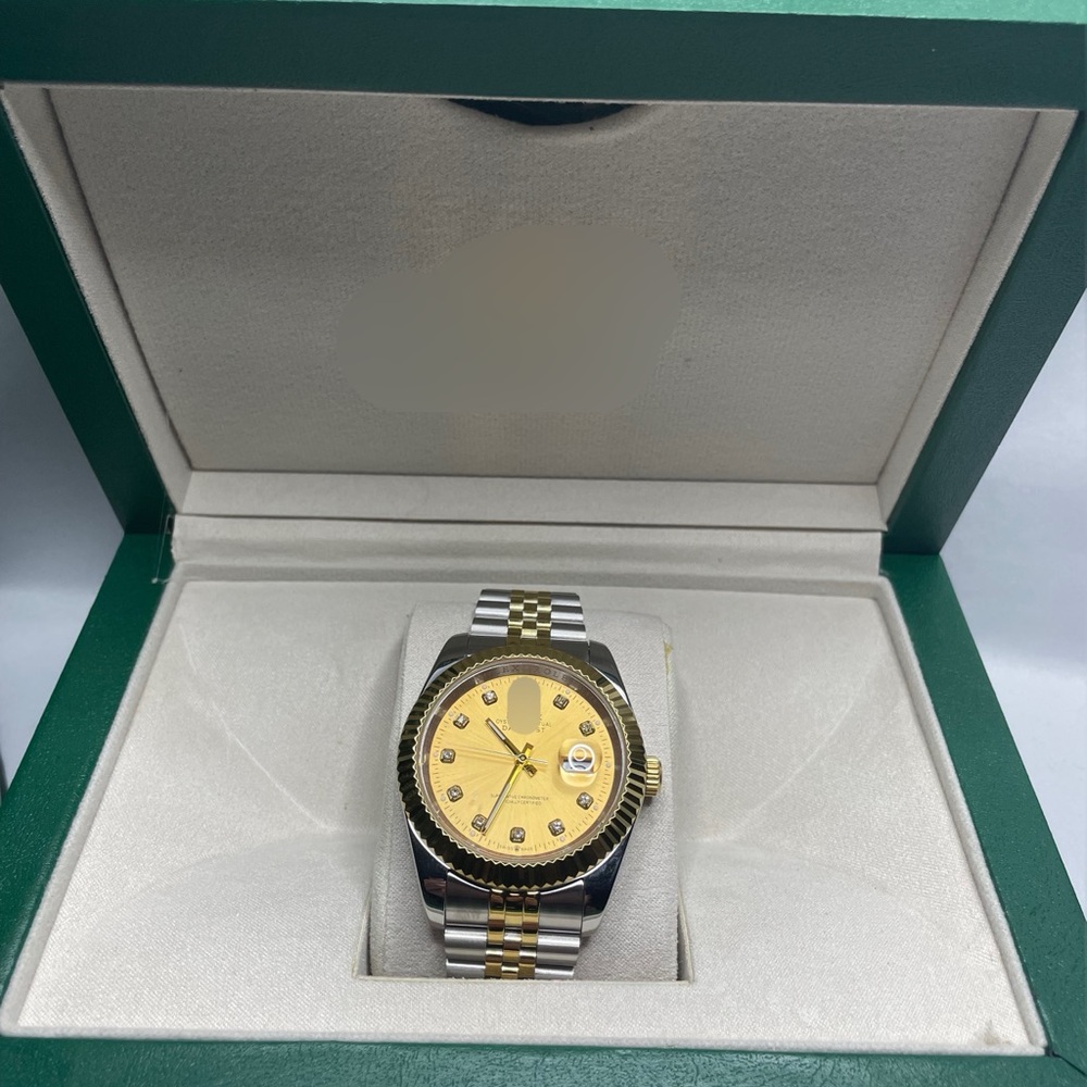 Gold and Silver Watch with Diamond Accents